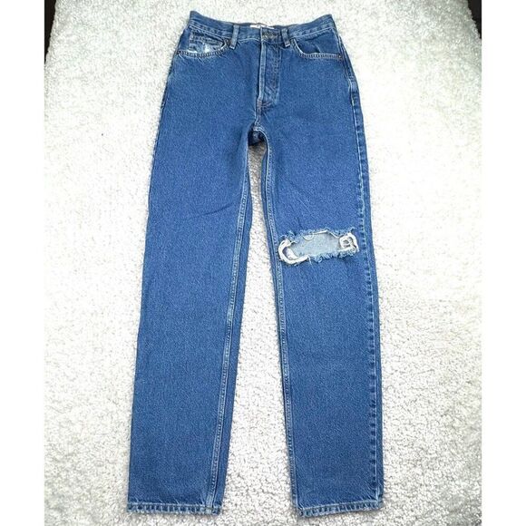 Free People We The Free High Rise Lasso Jeans Ripped Knee - Picture 2 of 13